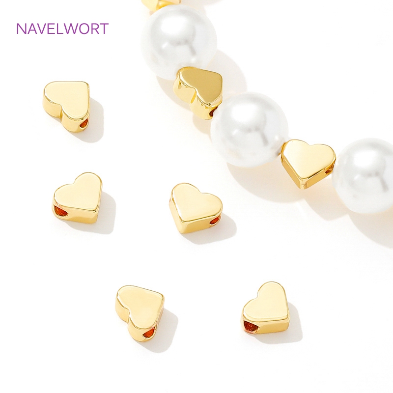 Gold Plated Jewelry - Manik-manik Spacer Bentuk Hati Berlapis Emas