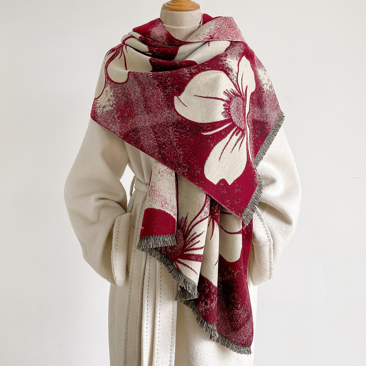 Cashmere Scarf - Syal Wanita Imitasi Kasmir Berumbai Tebal