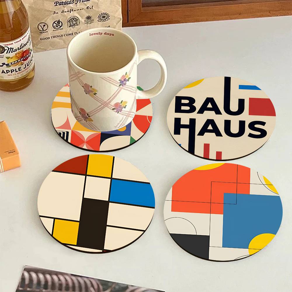 Alas Gelas Kayu Bundar Abstrak - Marble Coaster Set ulasan dan harga