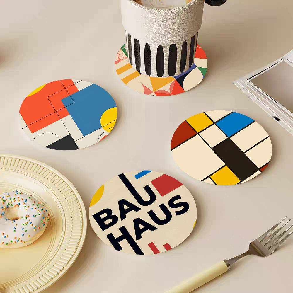 Alas Gelas Kayu Bundar Abstrak - Marble Coaster Set ulasan dan harga