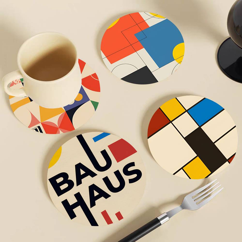 Alas Gelas Kayu Bundar Abstrak - Marble Coaster Set ulasan dan harga