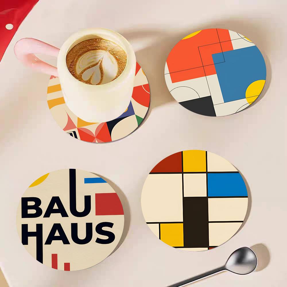 Alas Gelas Kayu Bundar Abstrak - Marble Coaster Set ulasan dan harga