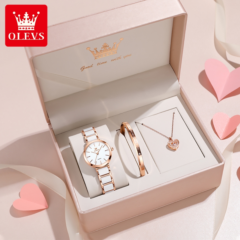 Jam Tangan Wanita OLEVS 5877 M - Luxury Gift Set ulasan dan harga