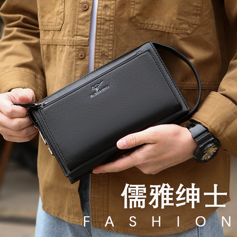 Tas Genggam Anti Maling dengan - Leather Wallet Men ulasan dan harga