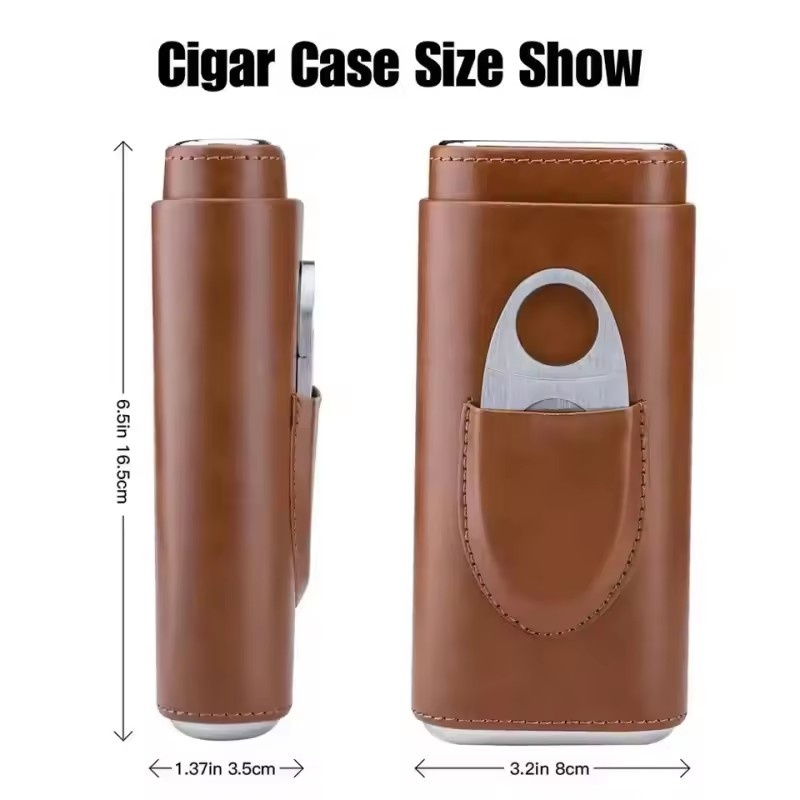 Kotak Cerutu Kulit 3 Jari deng - Premium Cigar Case ulasan dan harga